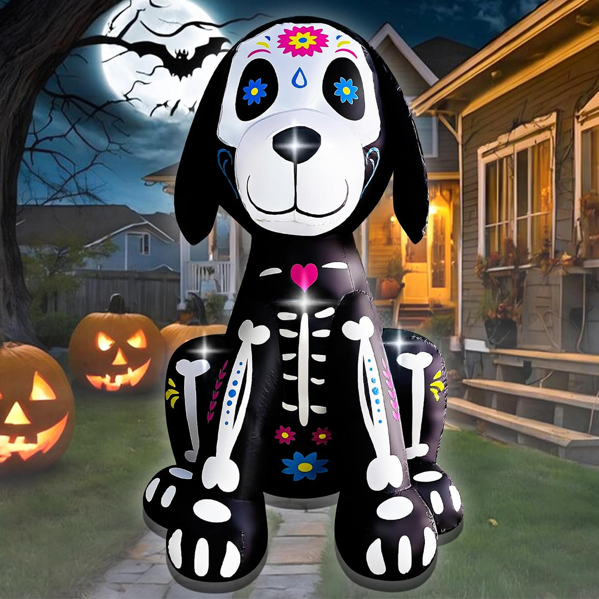 5FT Halloween Inflatables Skeleton Dog Yard Decor