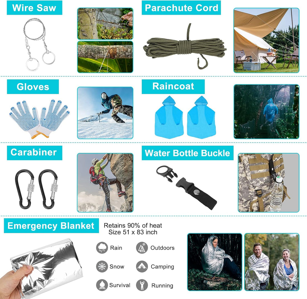 Survival Gear Professional Kit and Large Camping Backpack,First Aid Kit for A...