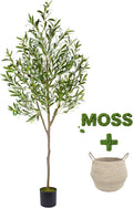 Warmplants Artificial Olive Tree 6ft Fake Plant with Woven Basket