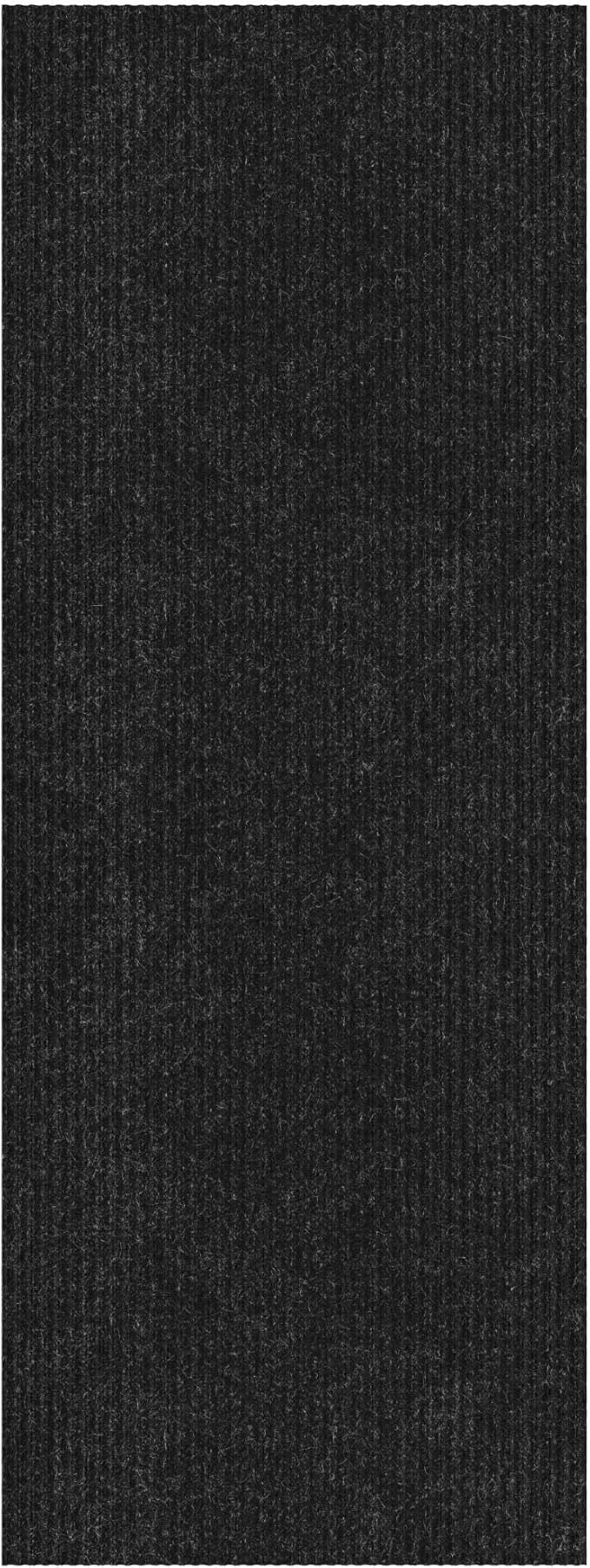 Ottomanson 2' x 12' Hallway Runner with Scraper Pile Extra Durable Non-Slip Rug Mat for Indoor & Outdoor Use - Ideal for Kitchen, Entryway, Patio & Garage - High-Traffic Carpet, Black
