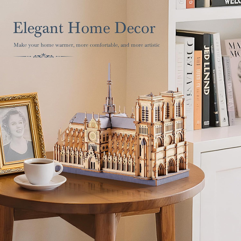 3D Wooden Puzzle for Adults — Notre Dame de Paris Cathedral Model Building Sets, DIY Craft Kits, Unique Gift and Home Decor for Architecture Enthusiast (330PCS)