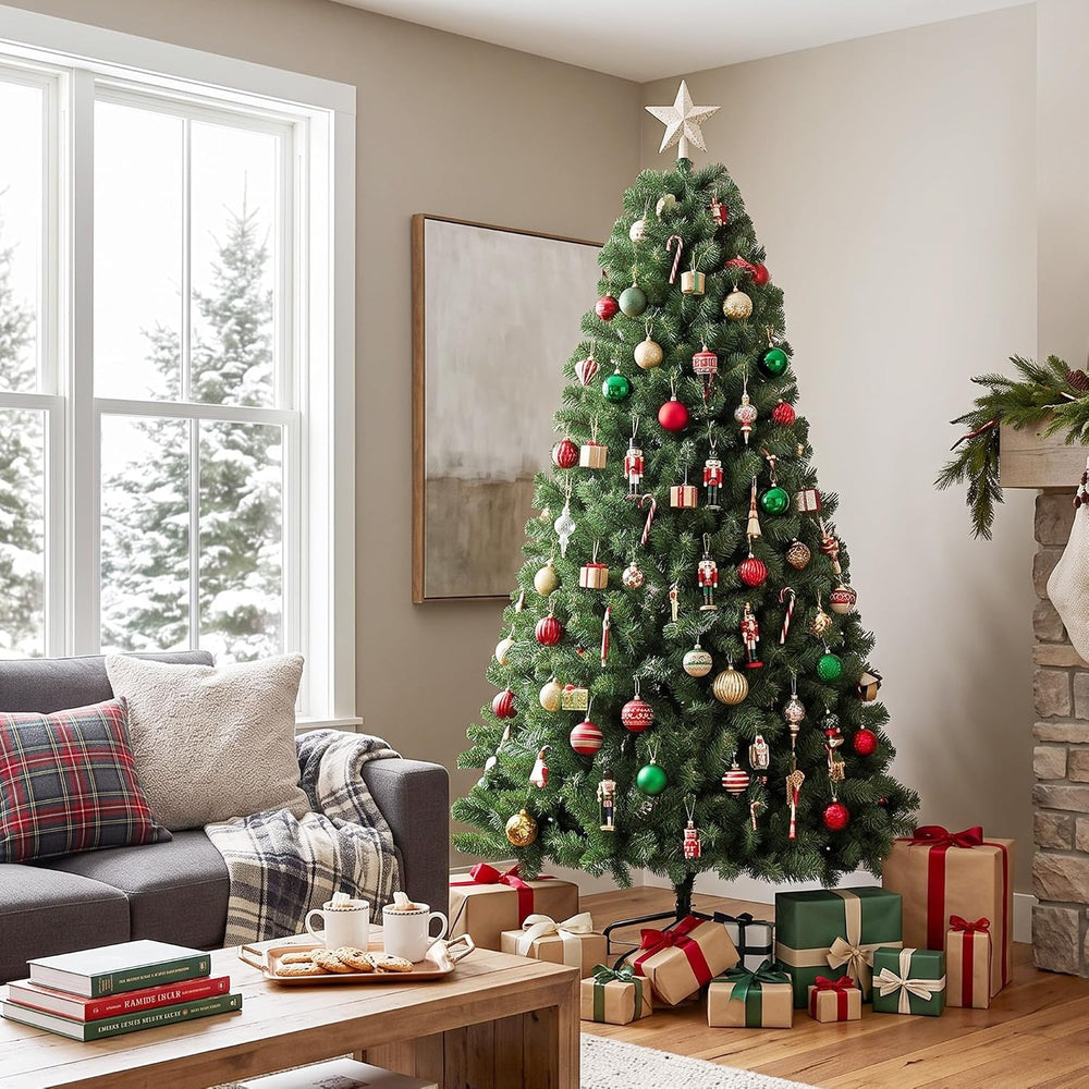 HOMCOM 7.5ft Artificial Christmas Tree Unlit Realistic Spruce Xmas Tree