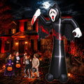 12FT Halloween Inflatable Decorations, Grim Reaper Ghost with Knife, 6 LED Lights, Spooky Face Scary Halloween Party Decorations, Large Blow Up Outdoor Yard Decor for Lawn Garden Party Graveyard