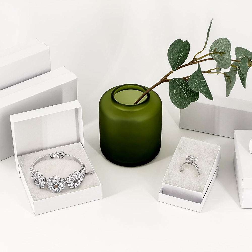 TheDisplayGuys 100 Cardboard Jewelry Gift Boxes with Inserts - Matte White
