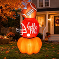 Leyndo 7FT Fall Pumpkin Football Inflatable Thanksgiving Blow up Decor