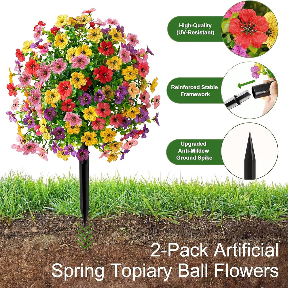 2-Pack 22in Petunias,Artificial Flowers with Ground Stakes