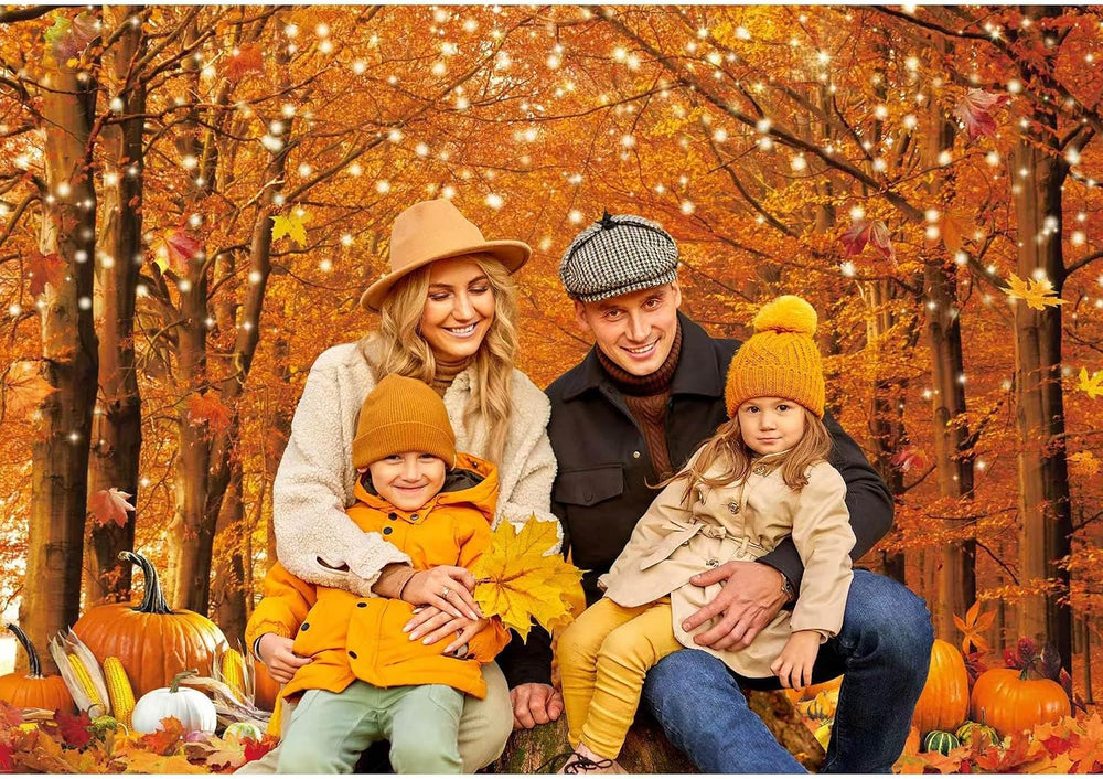 10x8FT Fall Photo Backdrop Maple Leaf Pumpkin for Photography Background Autu...