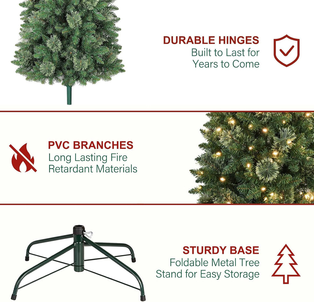 Hykolity 6 ft Pencil Prelit Christmas Tree with Pine Needles