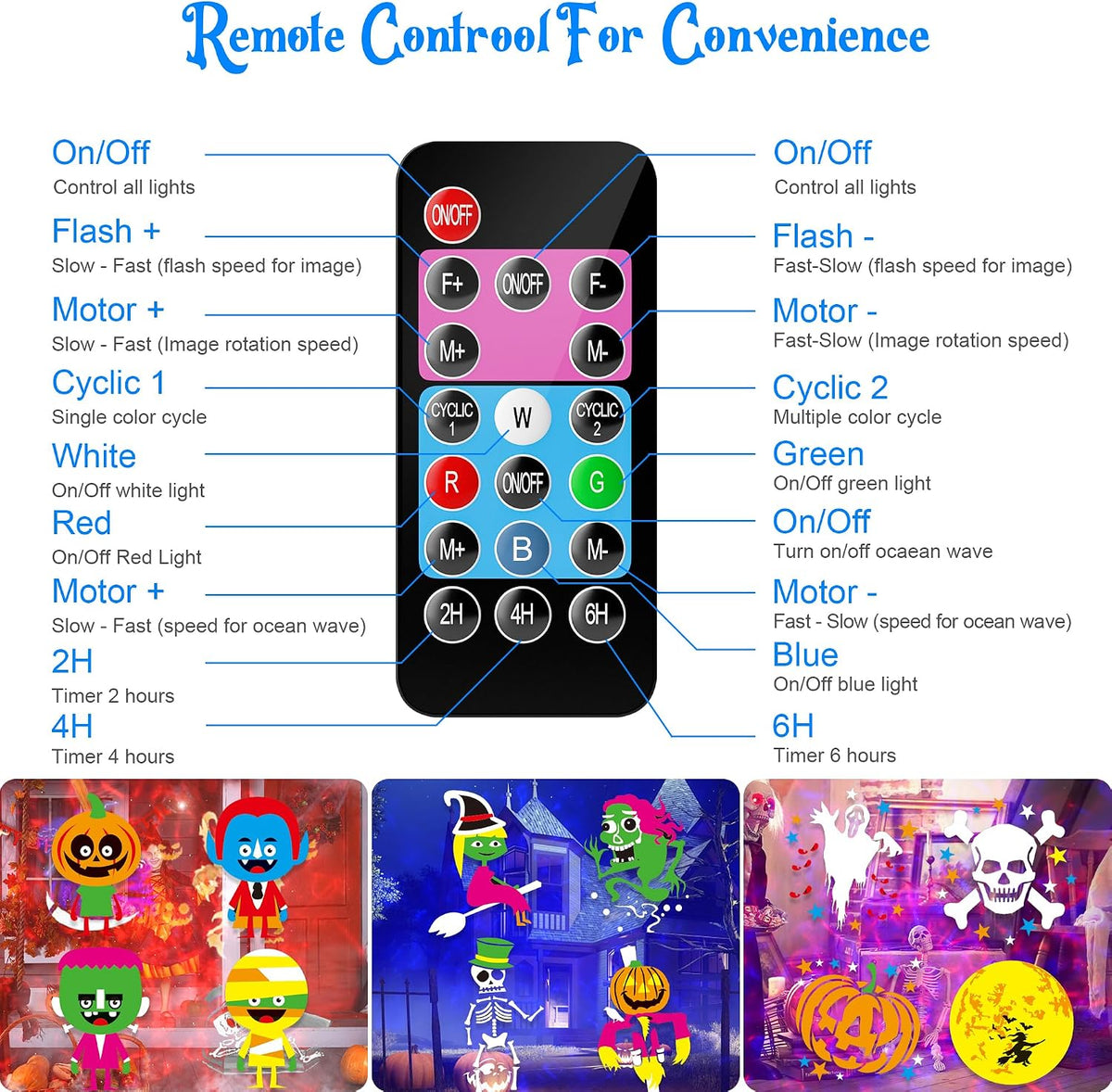 coolwufan 2-in-1 halloween christmas projector lights outdoor 20, front angle view