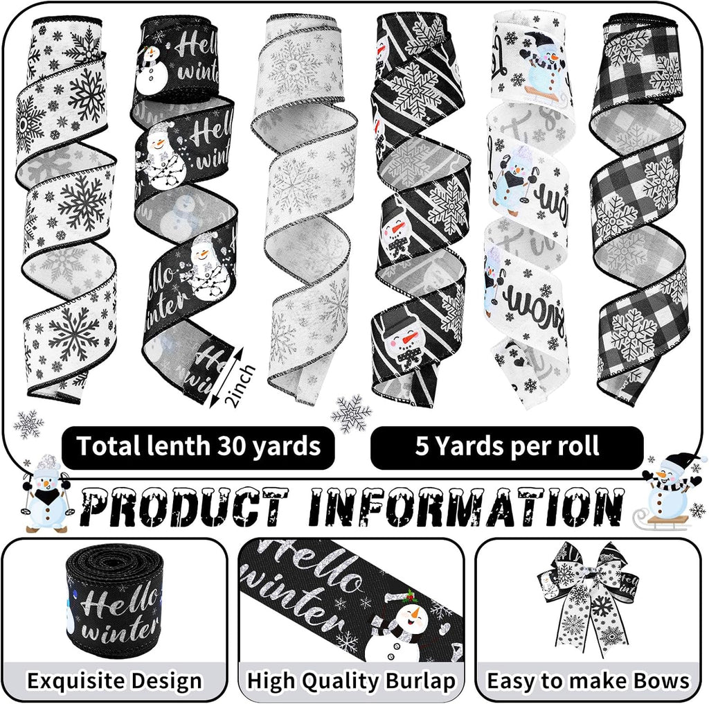 winter ribbons 4 roll mesh ribbon 6 roll, side view