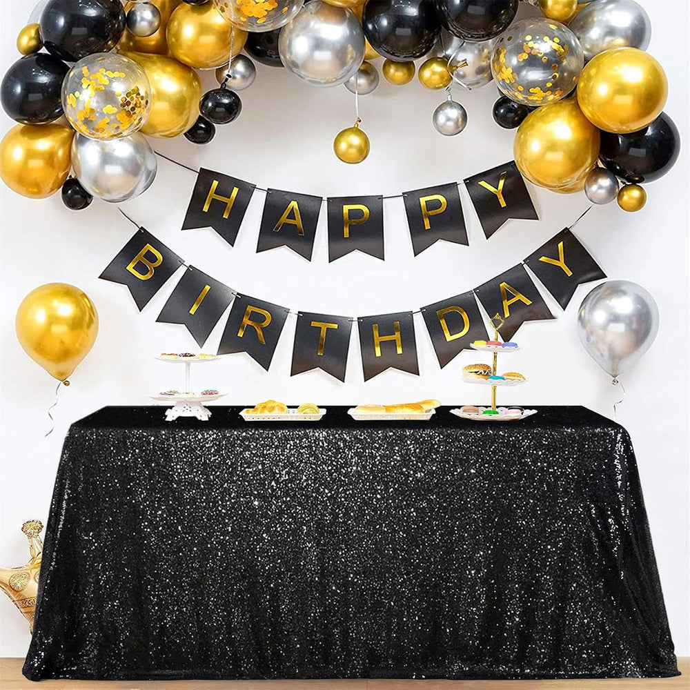 SoarDream Black Sequin Tablecloth 90"x156" Party Glitter Table Cloth
