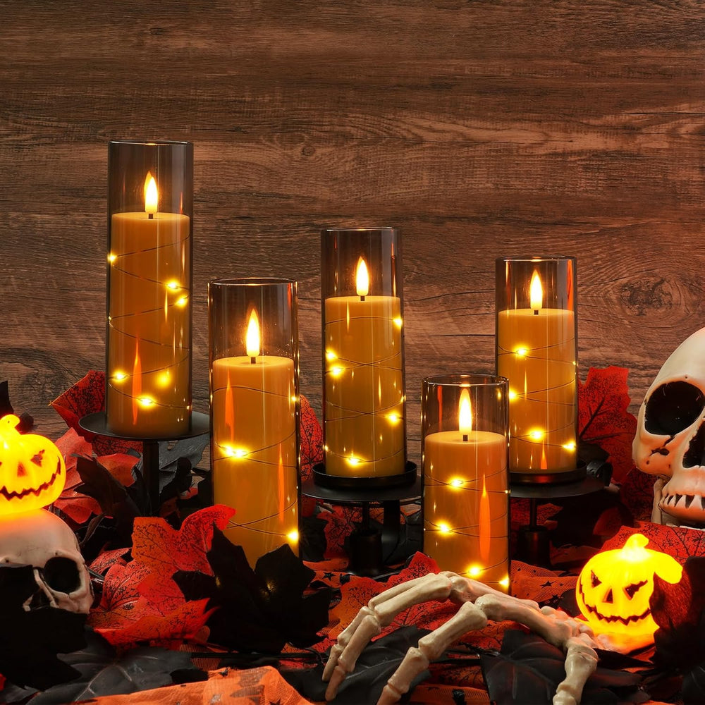 Homemory 12Pcs Flickering Flameless Candles with Remote, LED Pillar Candles