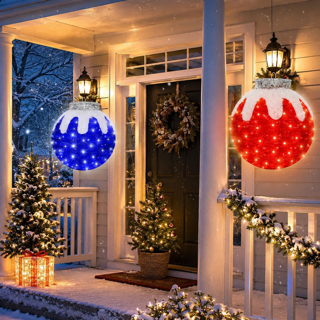 outdoor christmas ornaments, lighted pop-up holiday ball decoration, package contents