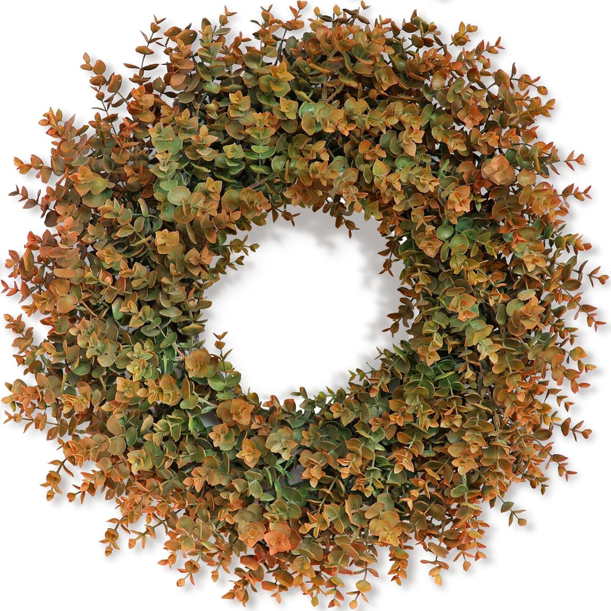 26" Large Fake Eucalyptus Fall Wreath for Front Door Decor(Orange-Green)