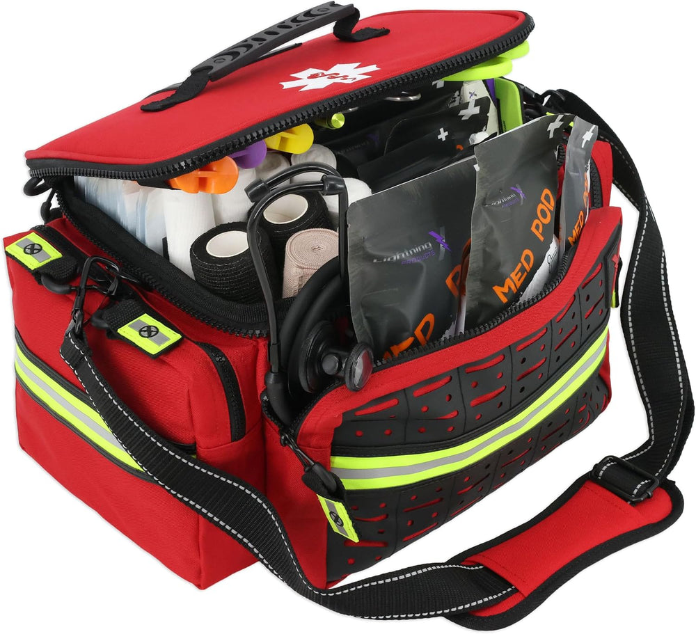 Lightning X Mid-Sized First Responder EMT Bag | LXMB25 | Fully Stocked w/ 240...