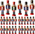 Aoriher 24 Pcs Christmas Nutcracker Ornament Small Wooden Soldier Hanging Decorations Nutcracker Figure Ornament for Christmas Figure Decoration