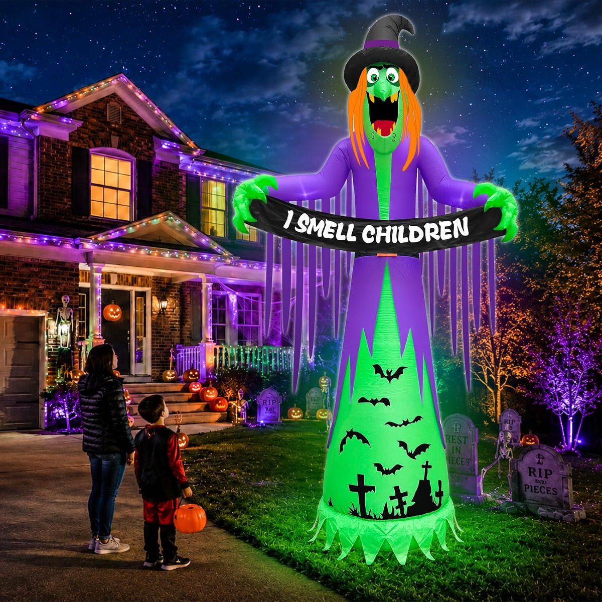 12ft giant halloween inflatables witch decorations for outdoor, package contents
