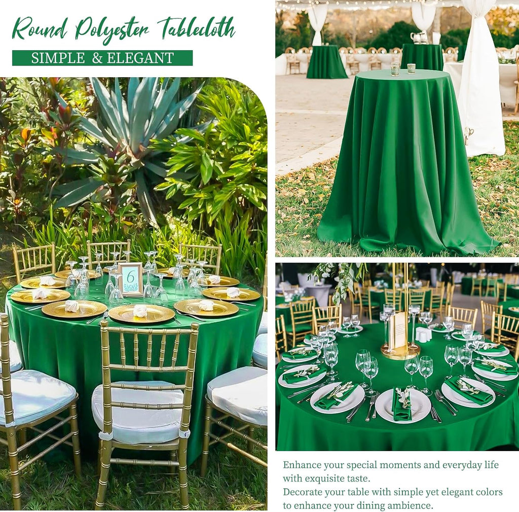 12 Packs 120 Inch Green Round Polyester Tablecloths