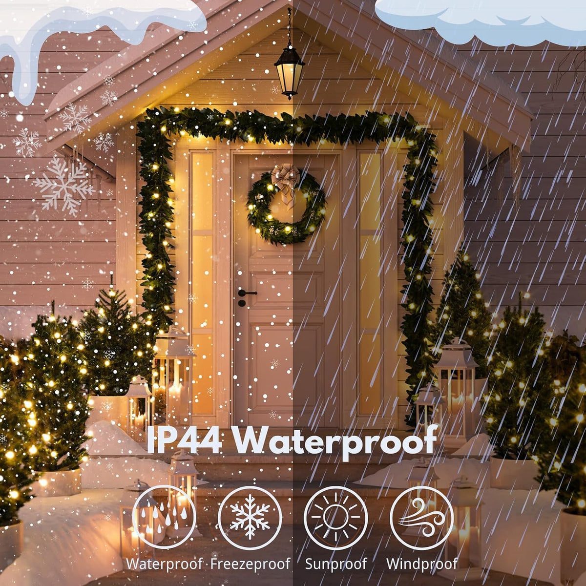 ozs connectable 2-pack 164ft 400led christmas string lights showing dimensions