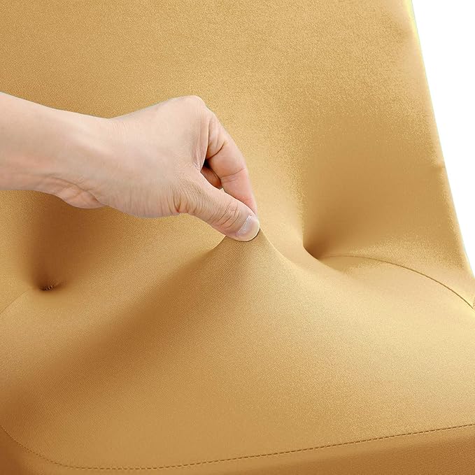 Peomeise Stretch Spandex Folding Chair Cover for Wedding Party Dining Banquet Event (Gold,12pcs)
