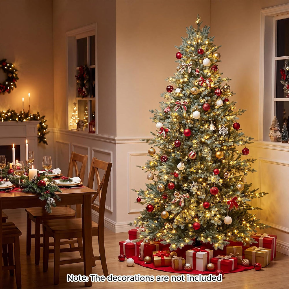 HAPPYGRILL 8 FT Pre-Lit Artificial Christmas Tree w/ 630 Warm White Lights