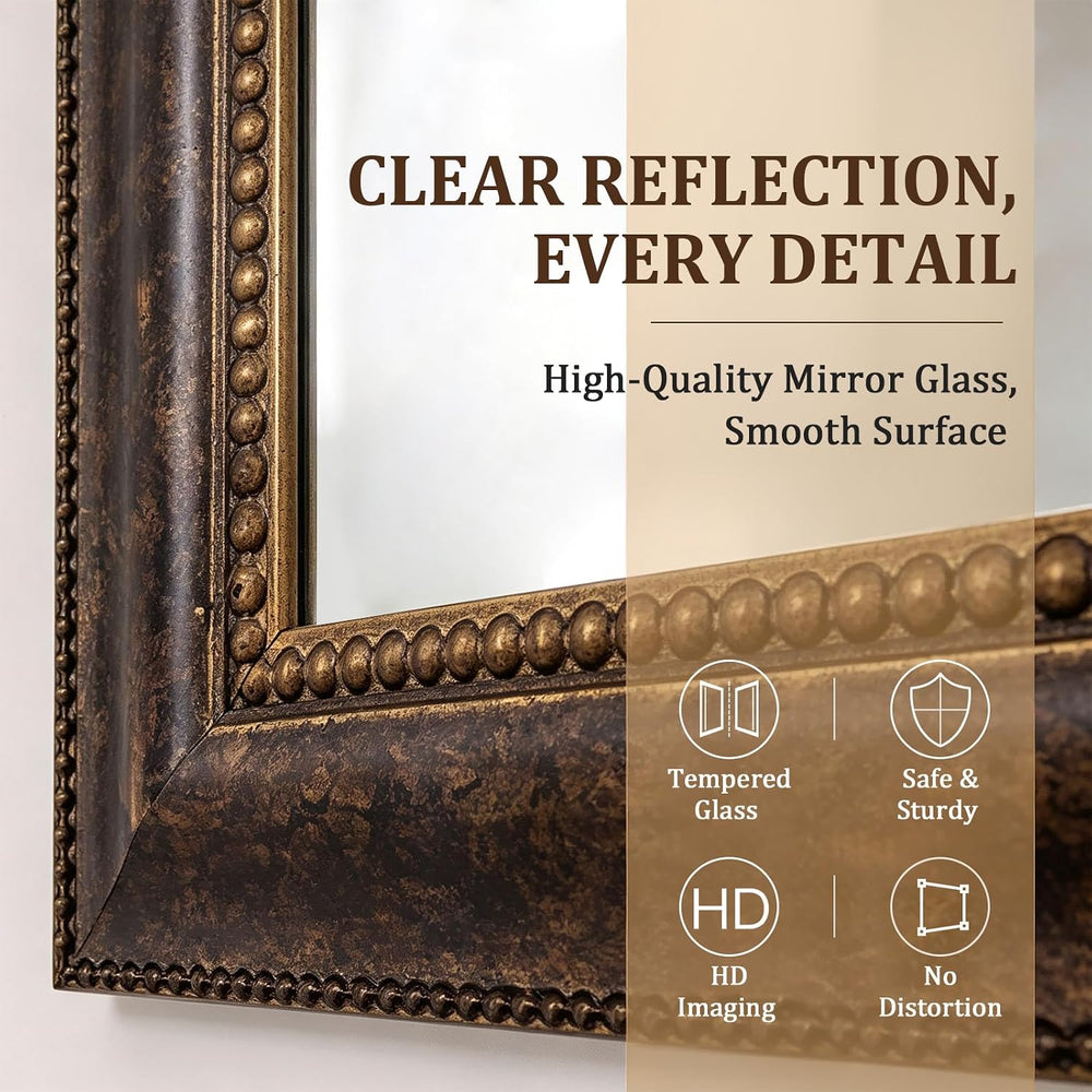 Large Mirror Full Length, Antique Bronze Solid Wood, 62.2"×32.7"