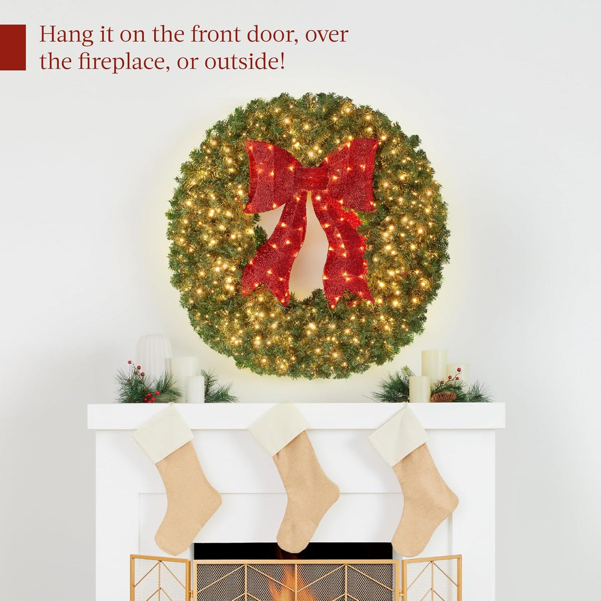 best choice products 48in large artificial pre-lit fir, side view