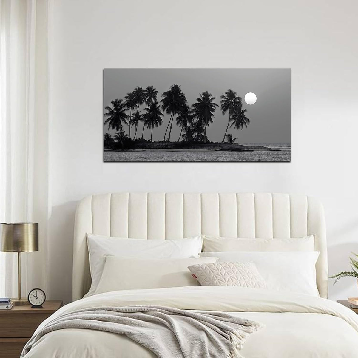black and white wall art coastal landscape ocean, side view