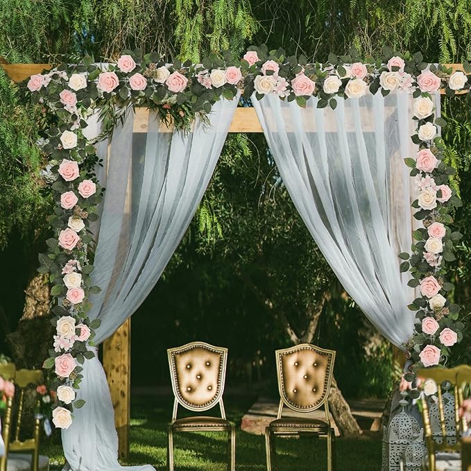 5FT Artificial Rose Flower Burgundy Fake Floral Garland for Wedding Ceremony Backdrop Arch Flowers Table Centerpieces Decorations