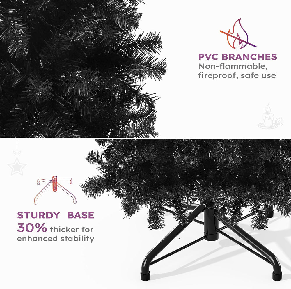 YITAHOME 6ft Black Halloween Artificial Christmas Tree with 818 Branch Tips