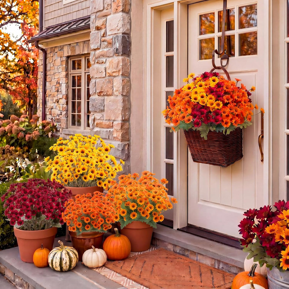 12 Pcs Thanksgiving Fall Artificial Mums for Outdoors