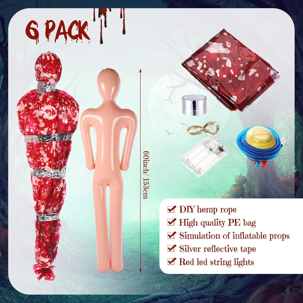 WinnerWhy 6 Pcs LED Halloween Hanging Body Prop Outdoor Decoration