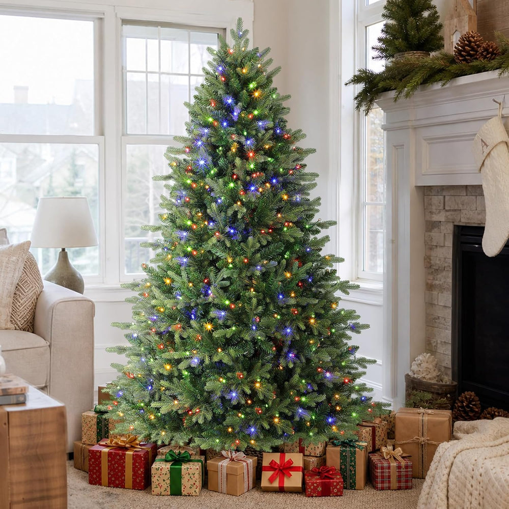 Alupssuc 5ft Prelit Artificial Hinged Fir Christmas Tree with Color Lights