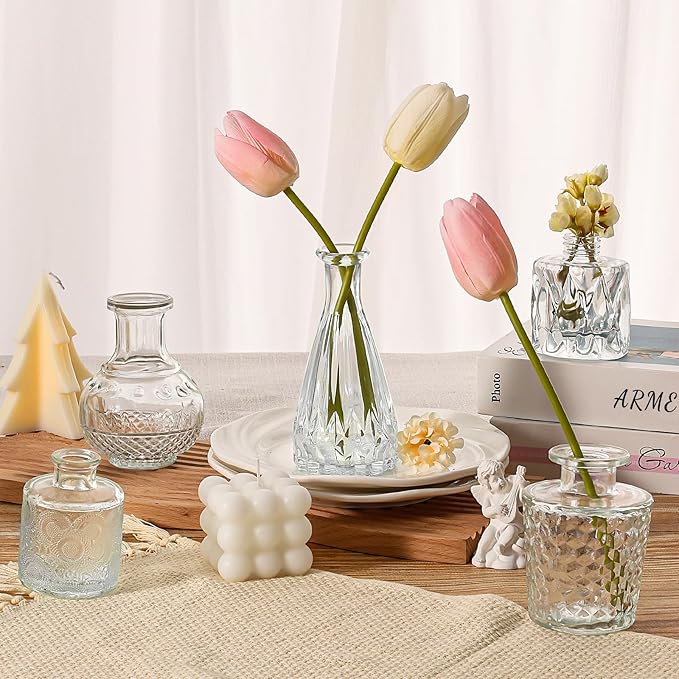 Arme Bud Vase Set of 45, Clear Bud Vases in Bulk, Mini Glass Vases for Flower, Small Flower Vases for Centerpieces, Vases for Decor, Home Wedding Table Décor