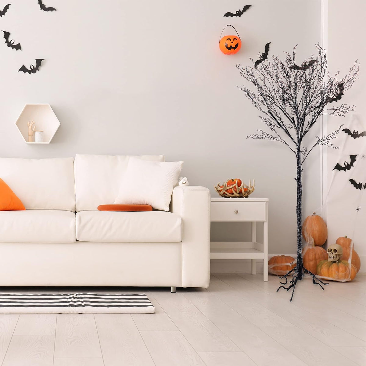 national tree company artificial tree decoration, black, leafless shown in use