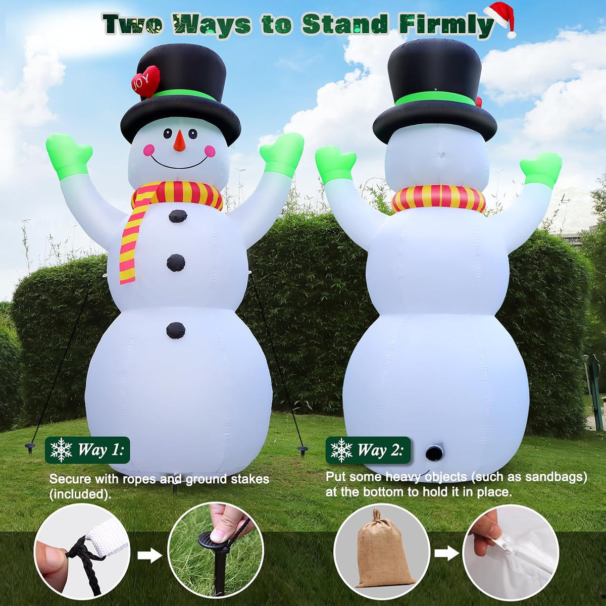 10 ft christmas inflatables snowman outdoor yard decorations showing dimensions