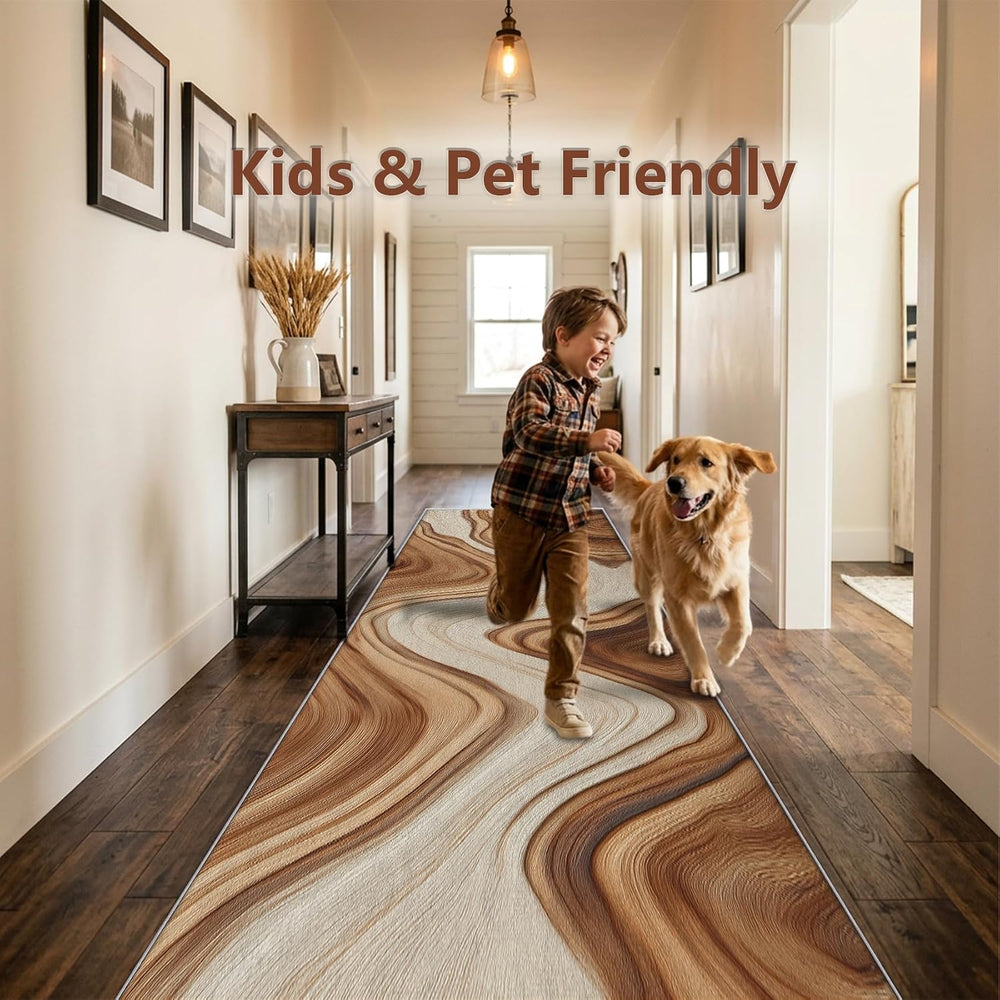 Wood Effect Runner Rug 2x6 Washable Entryway Indoor, Home Decor