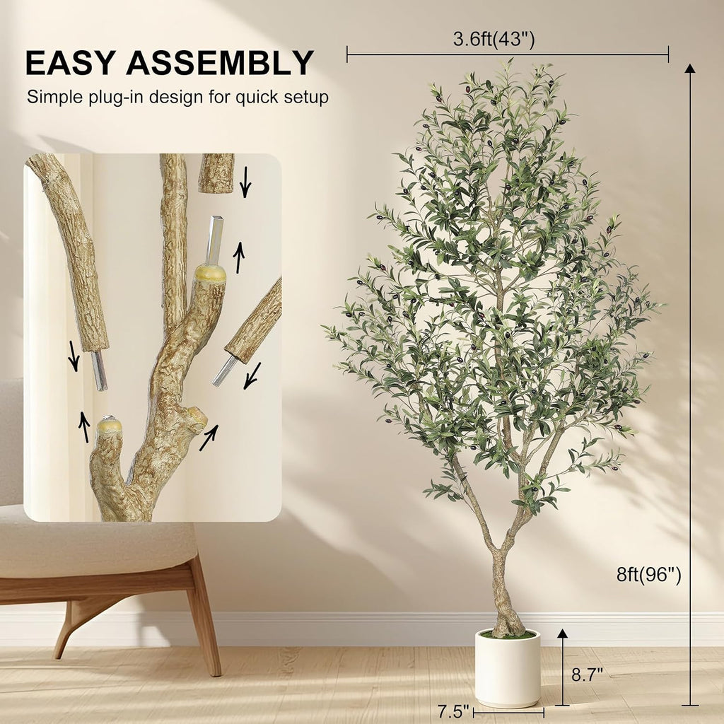 lyerse faux olive tree 8ft with sturdy white on a desk or shelf