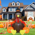 6 FT Turkey Thanksgiving Inflatable Decoration with LED Lights for Holiday Celebration Decorations on Yard, Lawn and Patio