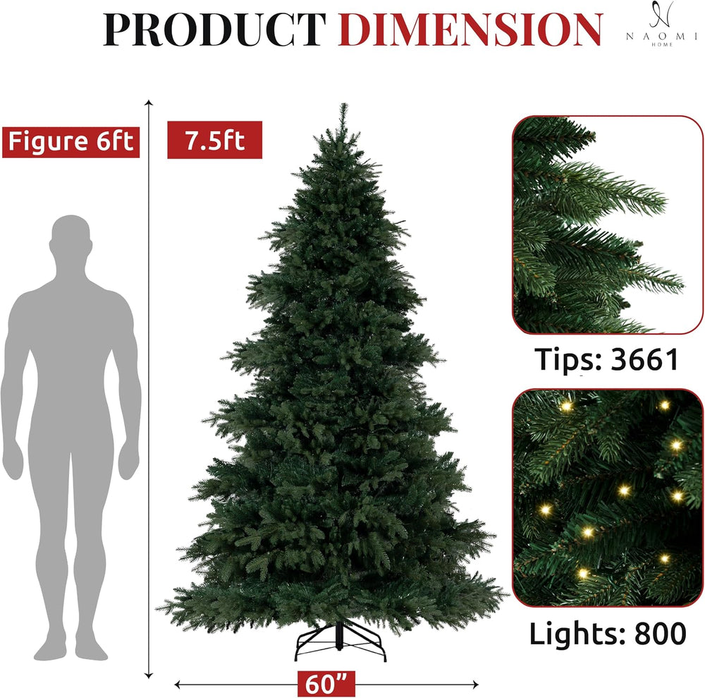Naomi Home 7.5ft Artificial Prelit Rustic Christmas Tree