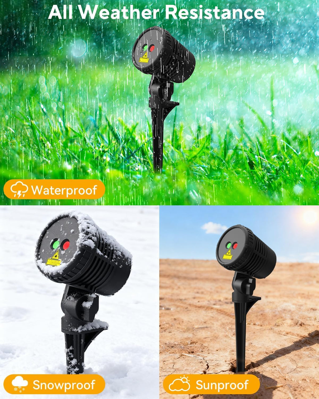 neroupe christmas projector lights outdoor waterproof with remote, front angle view