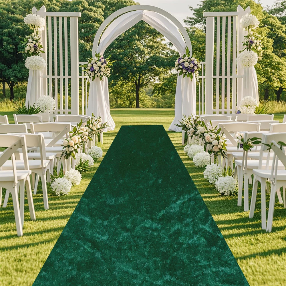 Wedding Aisle Runner Hunter Green Velvet Aisle Runner Rug 5x15FT Wedding Carp...
