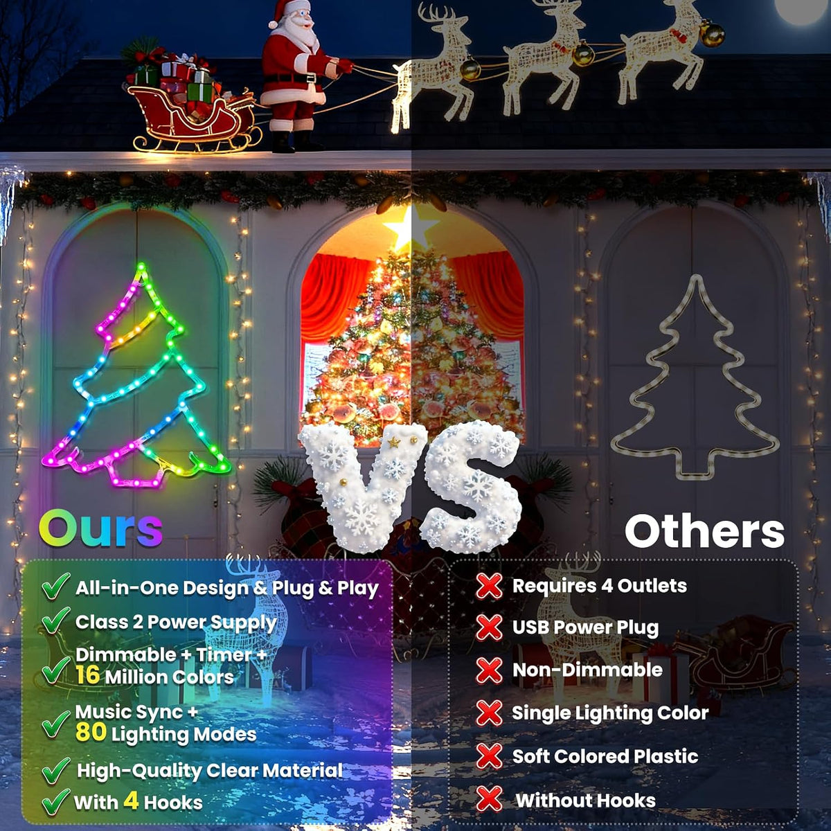 reshake 4 pack smart christmas window lights, rgb, package contents