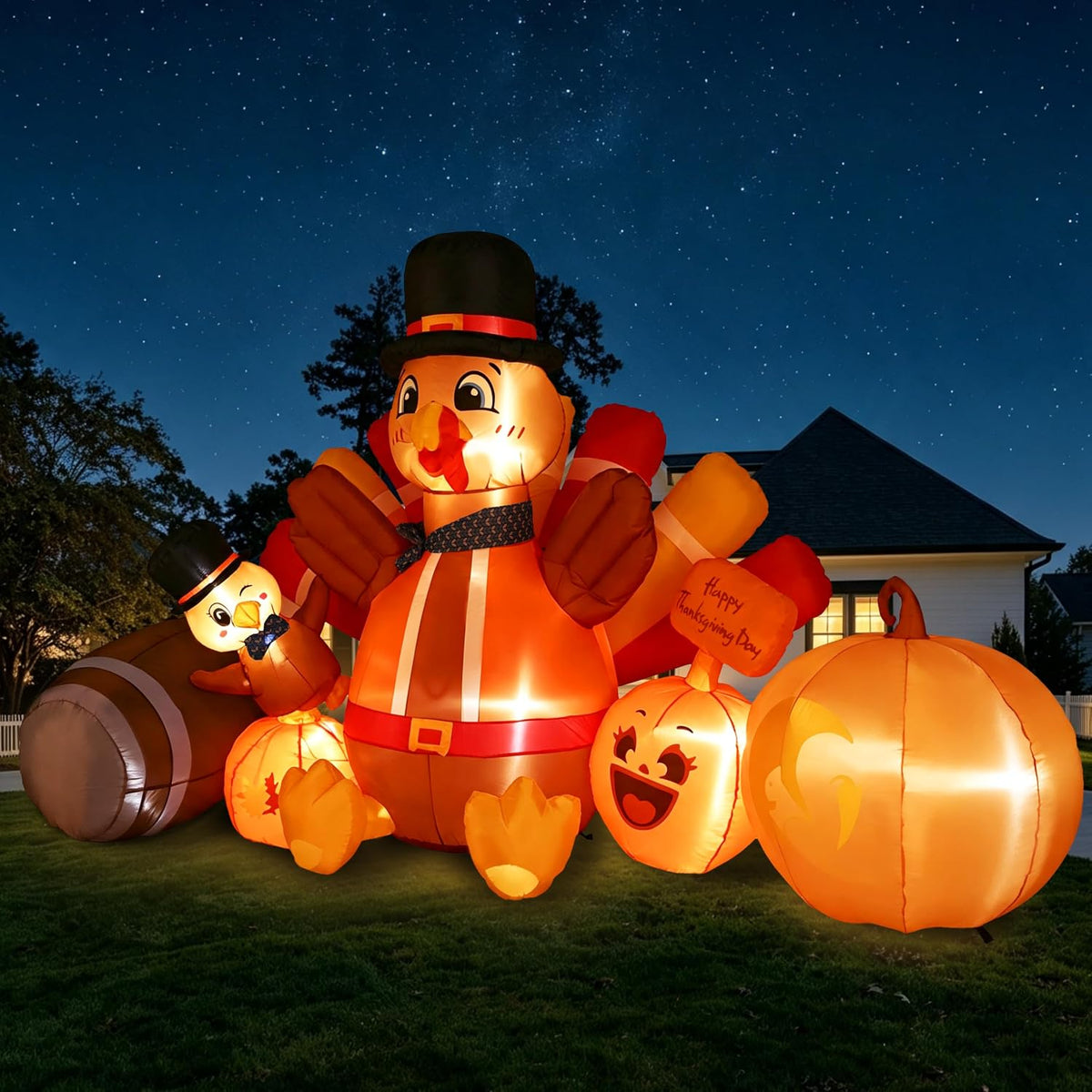 9ft thanksgiving inflatables outdoor decorations inflatable turkey pumpkin, side view