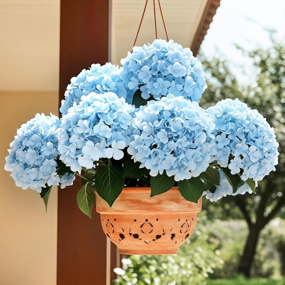 Auihiay 6 Bundles Blue Hydrangea Artificial Flowers for Outdoors and Indoor