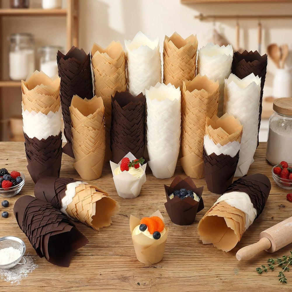 2000 Pcs Tulip Cupcake Liners for Baking Cups Bulk Greaseproof Paper Muffin L...
