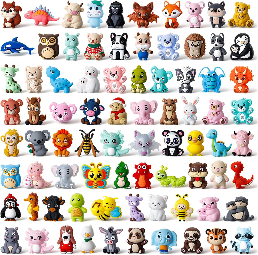 Ferreve 3D Animal Focal Silicone Bead for Pen, 80 Pcs, Vivid Style