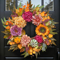 24 Inch Artificial Fall Wreaths for Front Door Outside with Sunflower,Peony