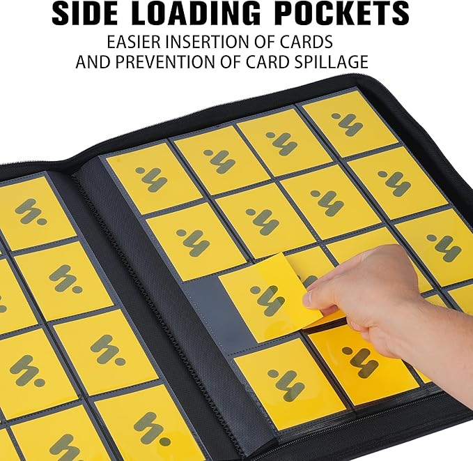 Premium 1000+ Pockets Card Binder,16 Pockets Trading Card Binder Ringless Side Loading Trading Card Album Folder for TCG -Pink Purple
