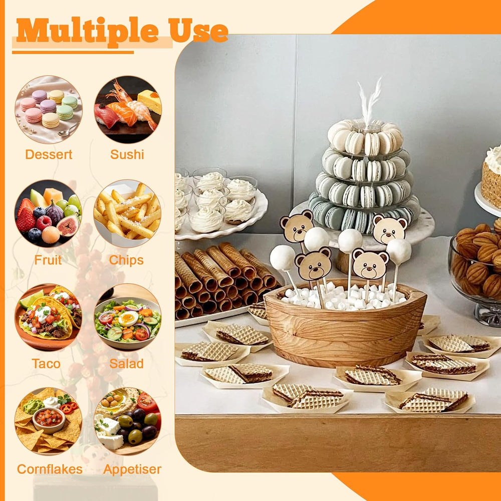Ysglory 500 Pcs Wooden Disposable Plates Bamboo Appetizer Boat, 4.7"